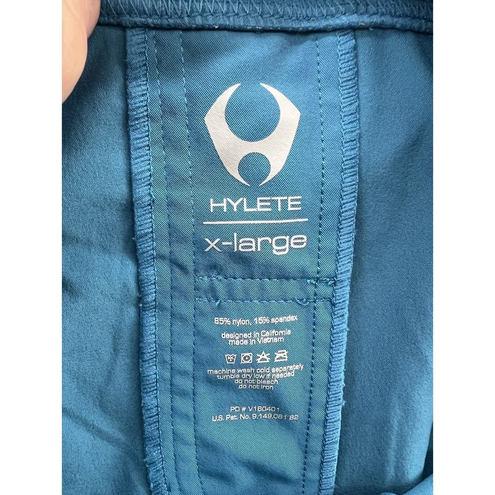 Hylete Training Shorts Mens Sz L Athletic Blue Teal Zipper Pockets Crossfit Gym